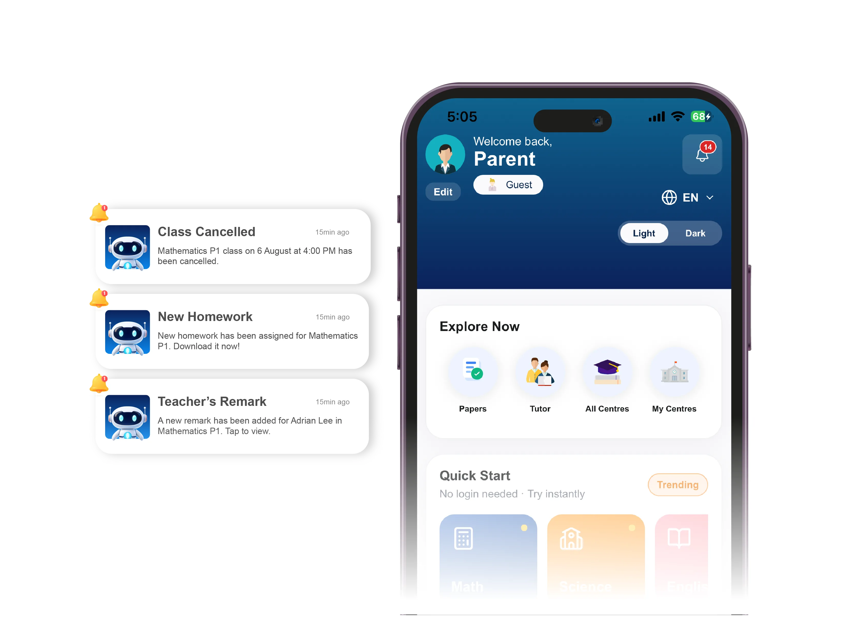 Parent App Notification Preview