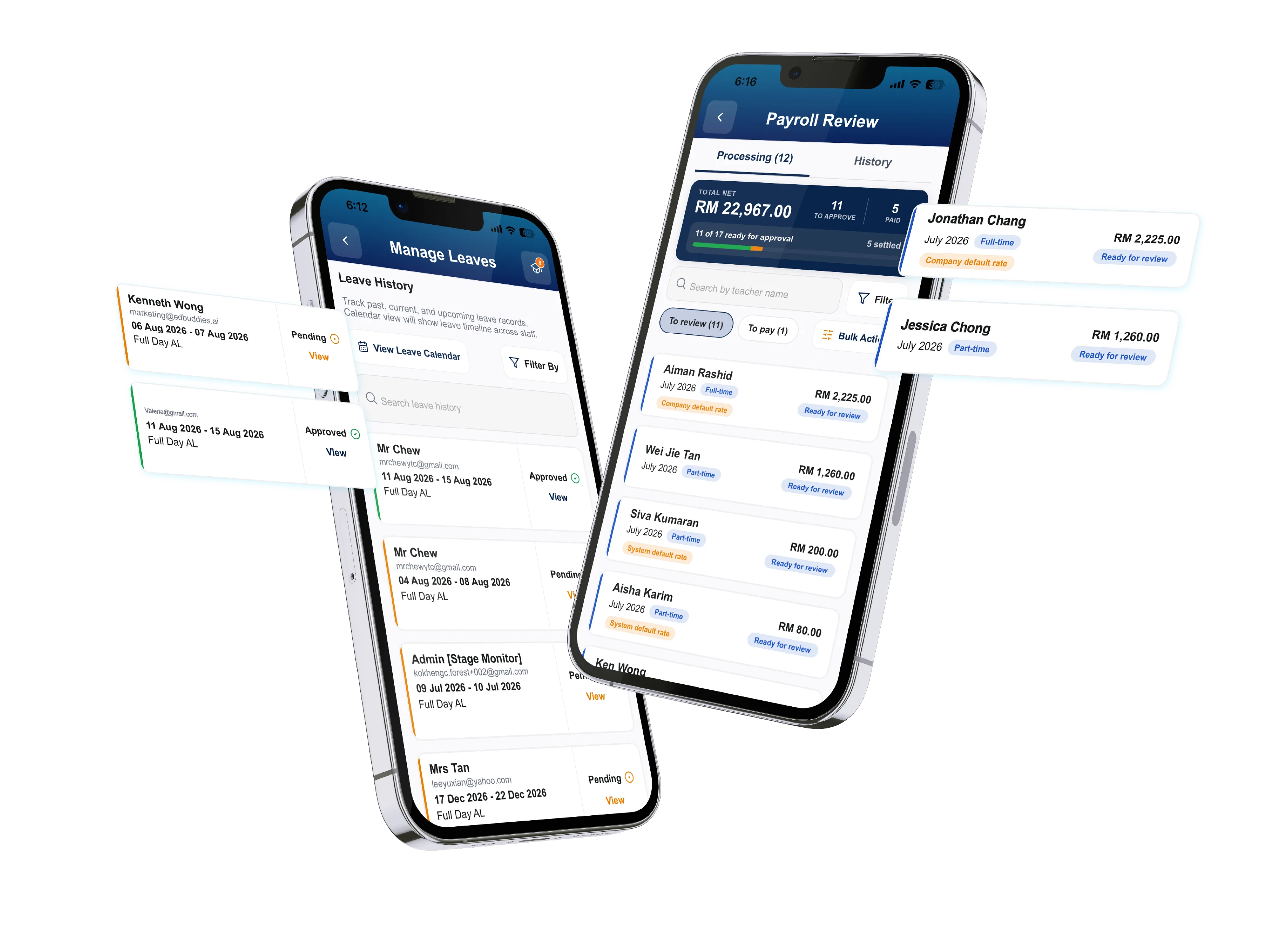 Staff Leave & Payroll Screenshot